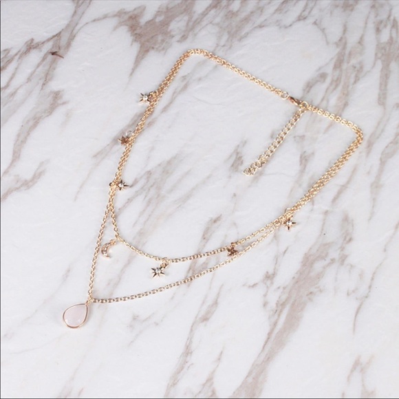 ‘Austria’ Gold Necklace with Stars and Moonstones - Picture 2 of 3